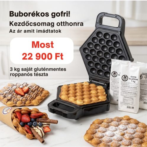 Otthoni gluténmentes Bubble Waffle szett gofrisütővel